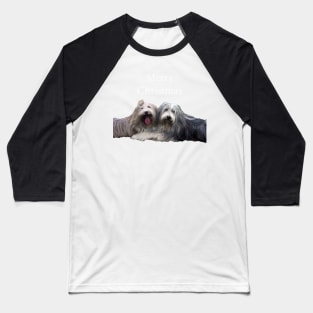 Bearded Collie Merry Christmas Baseball T-Shirt